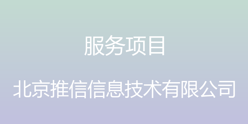 服务项目 - 北京推信信息技术有限公司